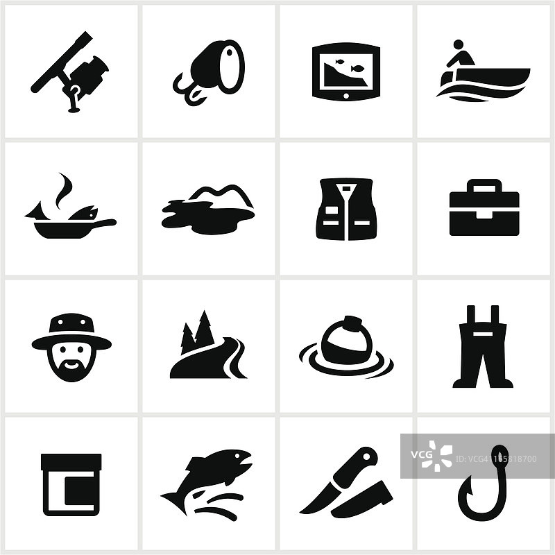 黑色钓鱼图标图片素材