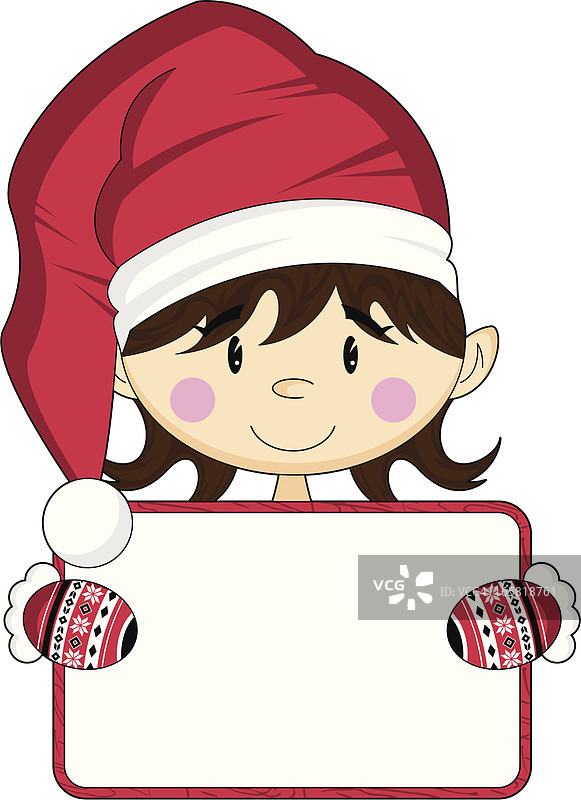 拿着标牌的可爱圣诞小精灵图片素材