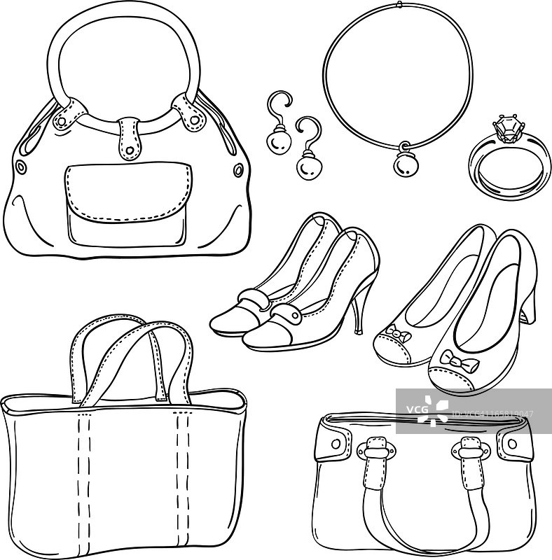 女士包和黑白配饰图片素材