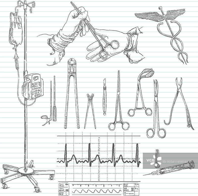 医院手术涂鸦手绘图片素材