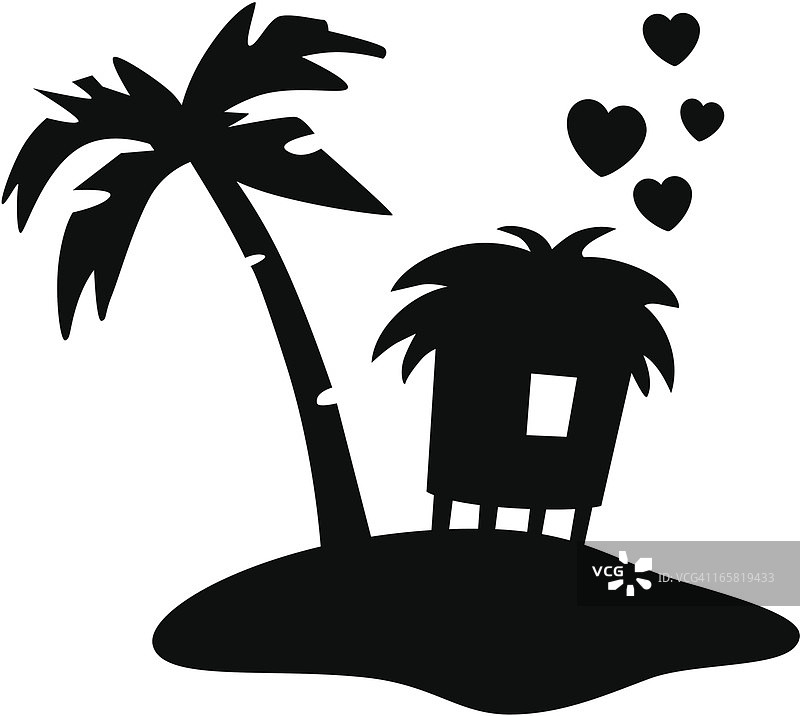 带小屋的热带岛屿图片素材