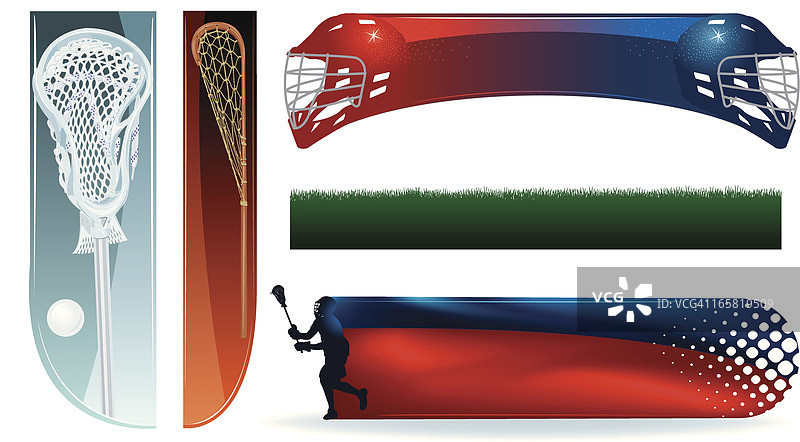 长曲棍球banner和球棍图片素材