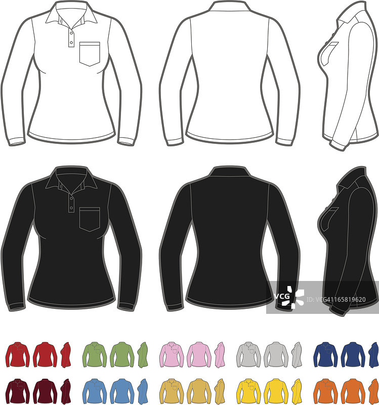 女士长袖POLO衫图片素材