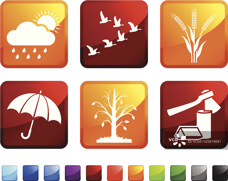 秋季变换免版税矢量图标贴纸集图片素材