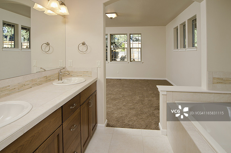 带有下沉式浴缸的现代浴室图片素材