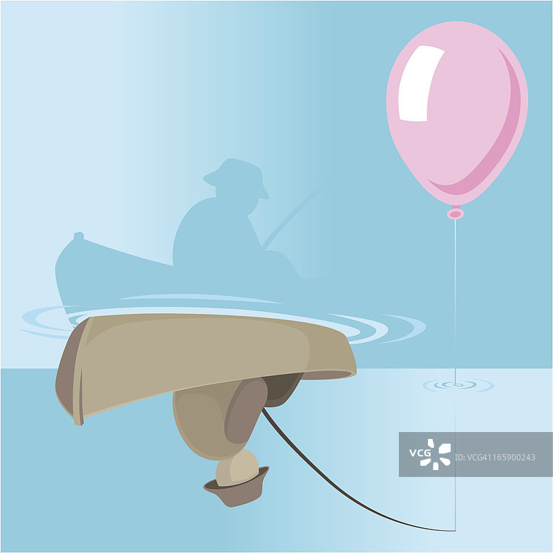 渔夫倒影图片素材