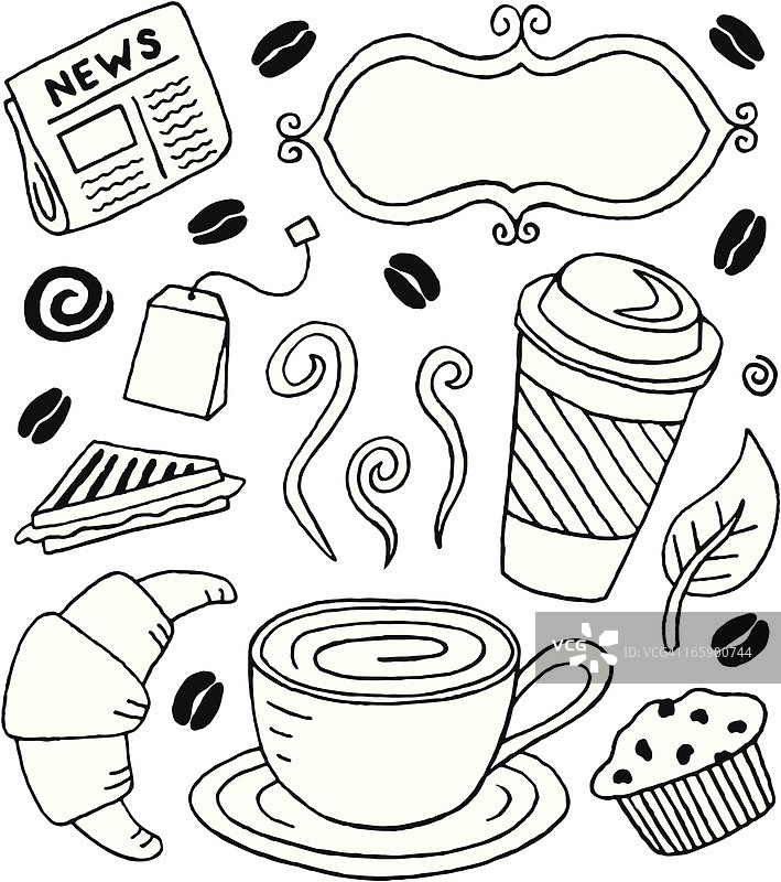 咖啡馆涂鸦图片素材