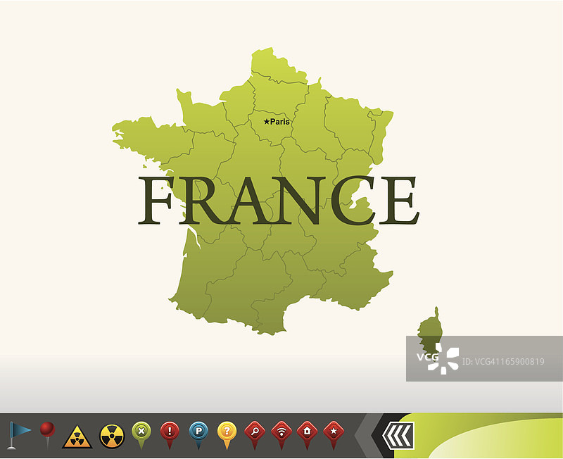 带有导航图标的法国地图图片素材