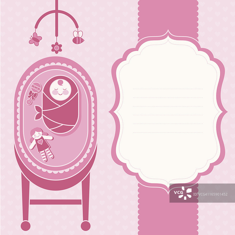 女婴出生公告卡（家庭生活系列）图片素材