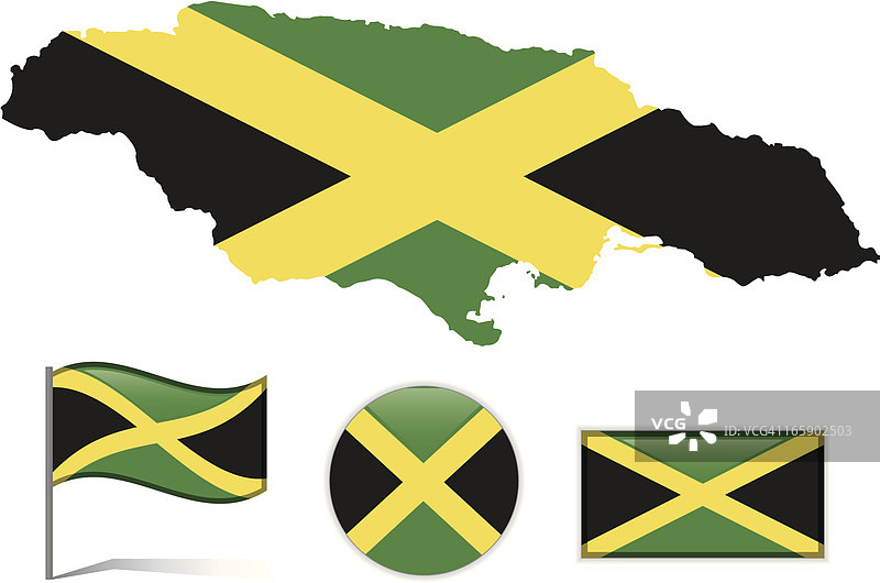 牙买加地图和国旗图片素材