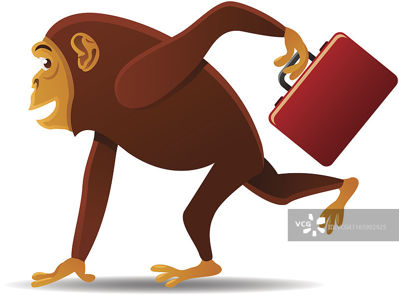 猴子拿着公文包逃跑图片素材