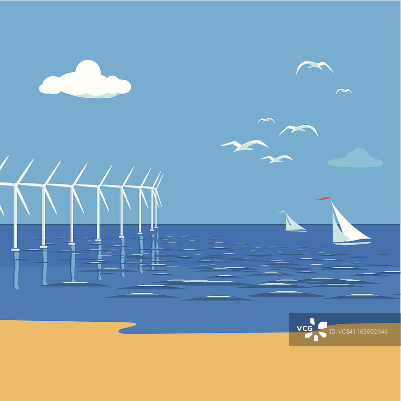海上风力发电场图片素材