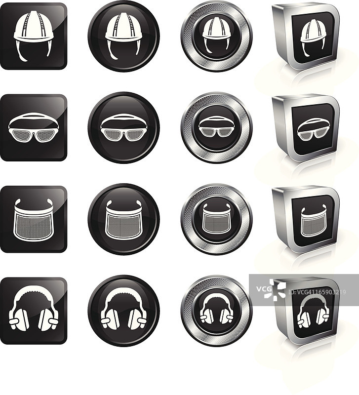 树木外科医生安全设备免版税矢量按钮集图片素材