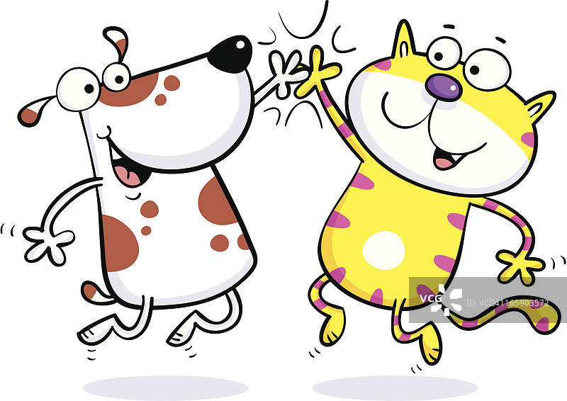 猫狗击掌图片素材