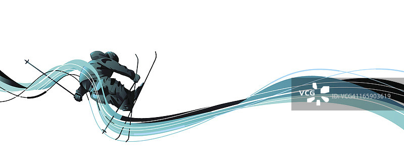 滑雪设计与海浪插画图片素材