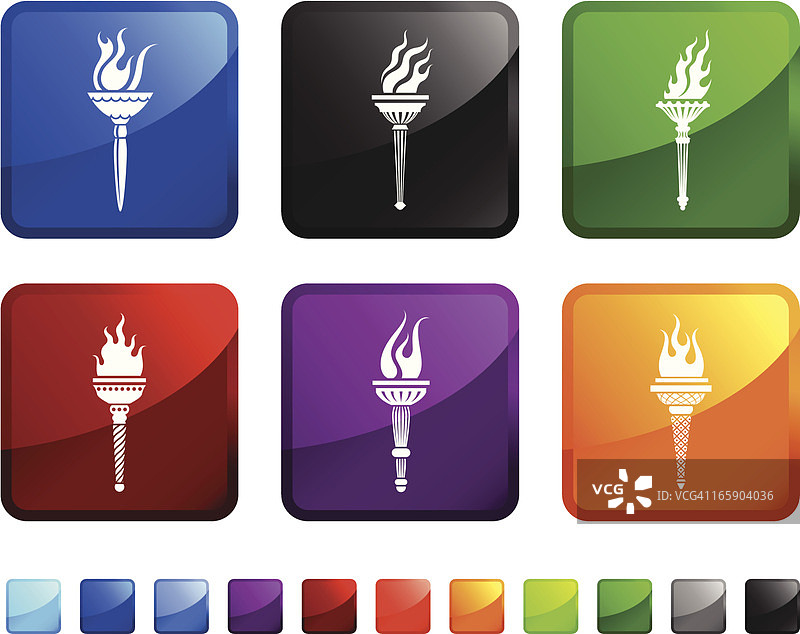 火炬免版税矢量图标贴纸套装图片素材