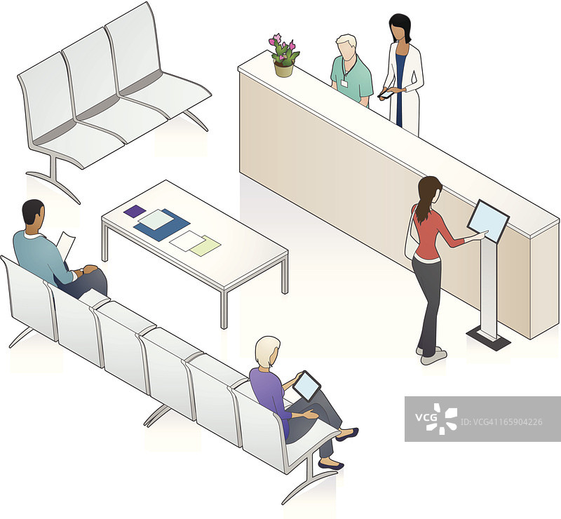 病人等候区插画图片素材