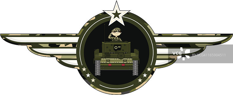 坦克徽章中的可爱士兵图片素材