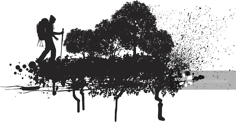 徒步旅行者或露营者背景平面设计图片素材