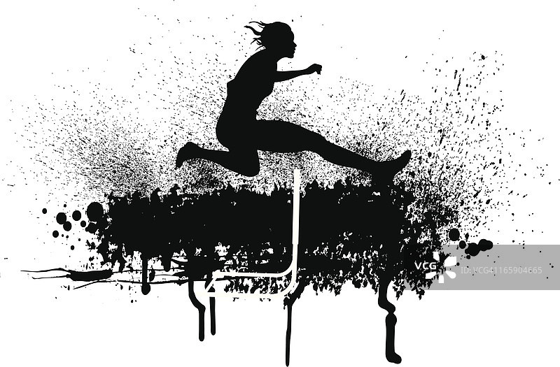 田径运动会：跨栏女运动员图片素材