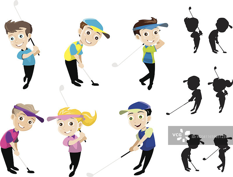 打高尔夫球的孩子图片素材