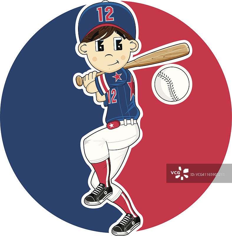 可爱的青年联盟棒球男孩图片素材