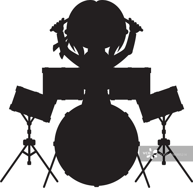 摇滚鼓手剪影图片素材