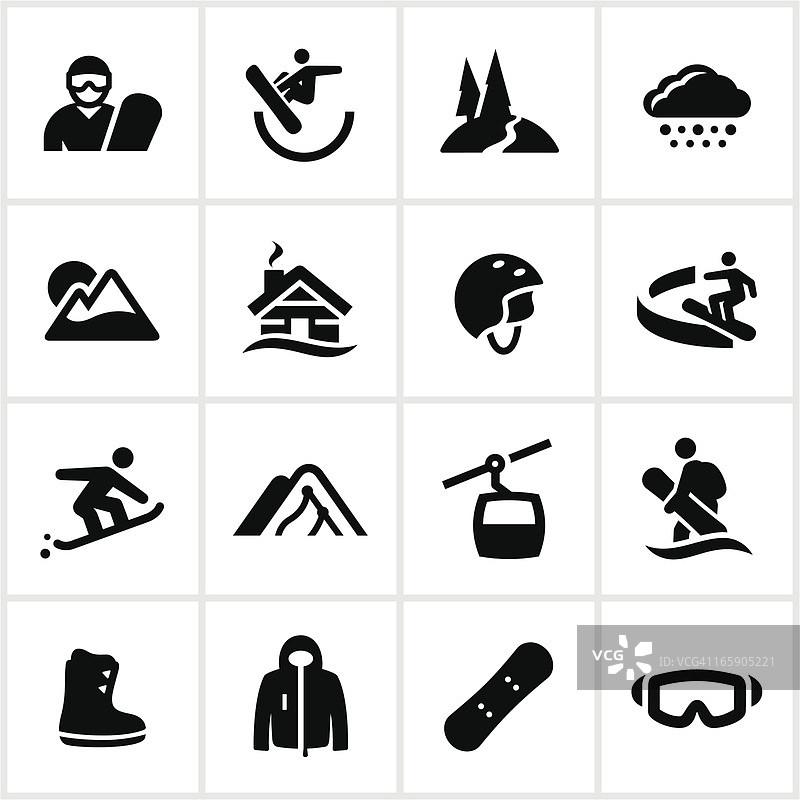 黑色单板滑雪图标图片素材