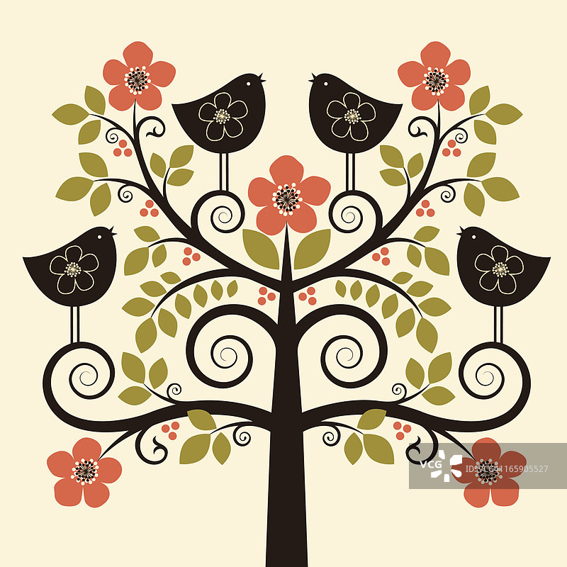 四只鸣鸟图片素材