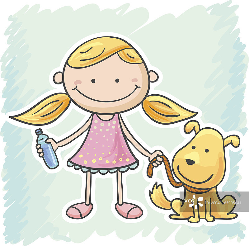 小女孩和她可爱的狗狗图片素材