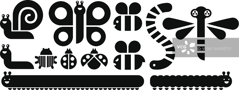 黑白昆虫图案图片素材