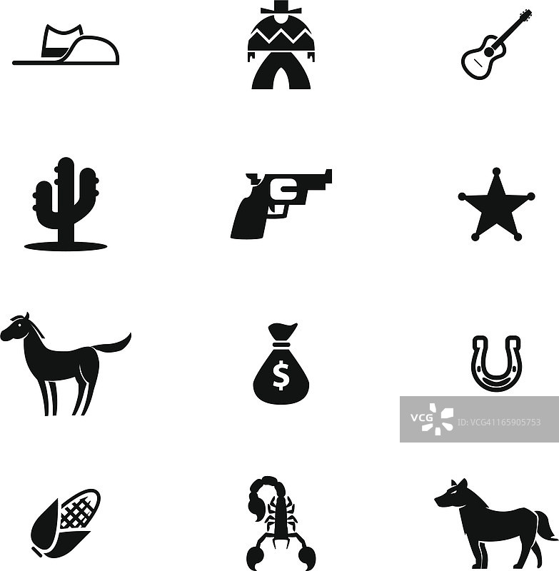狂野西部黑色标志合集图片素材