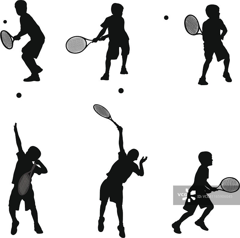 男孩网球矢量剪影图片素材