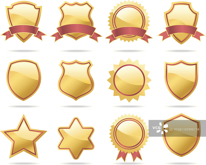 金色盾牌和徽章图片素材