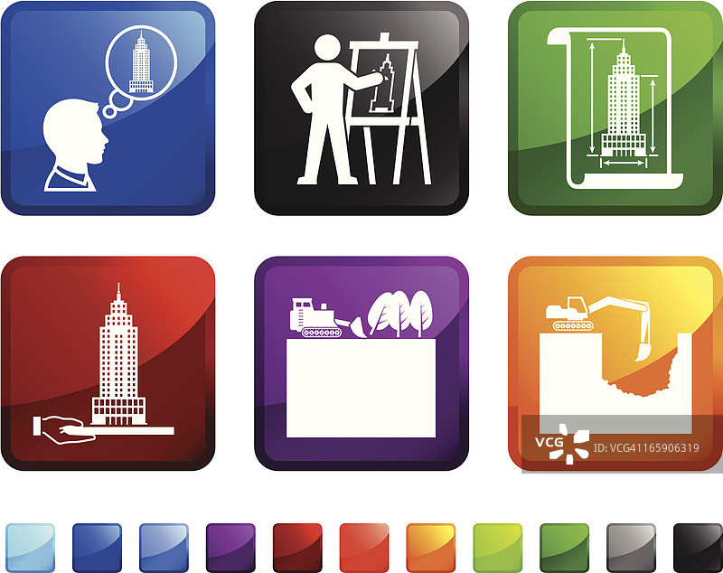 建筑施工规划和蓝图矢量图标贴纸图片素材