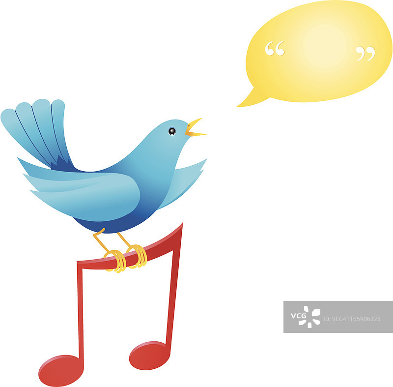 栖息在音符上的蓝鸟图片素材