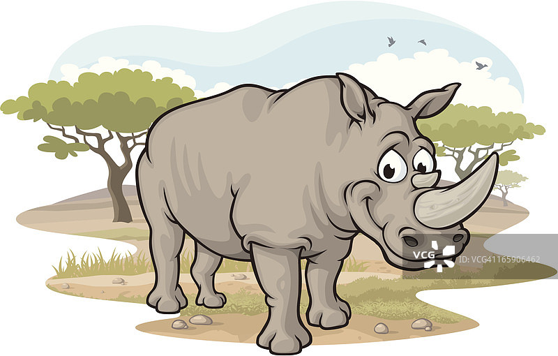 稀树草原上的犀牛图片素材