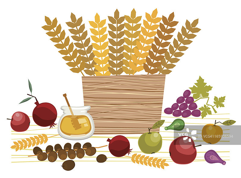 装满水果和谷物的篮子图片素材