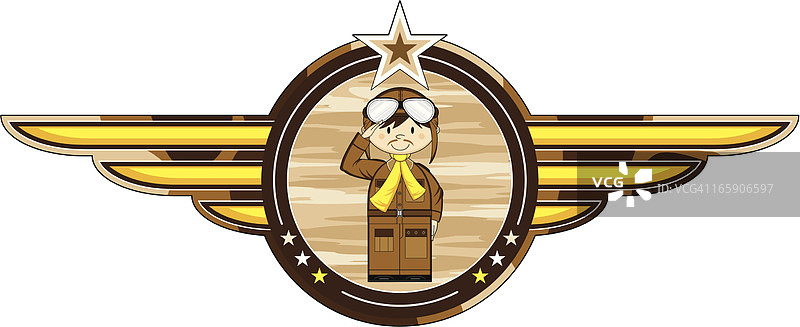 可爱的第一次世界大战风格飞行员徽章图片素材