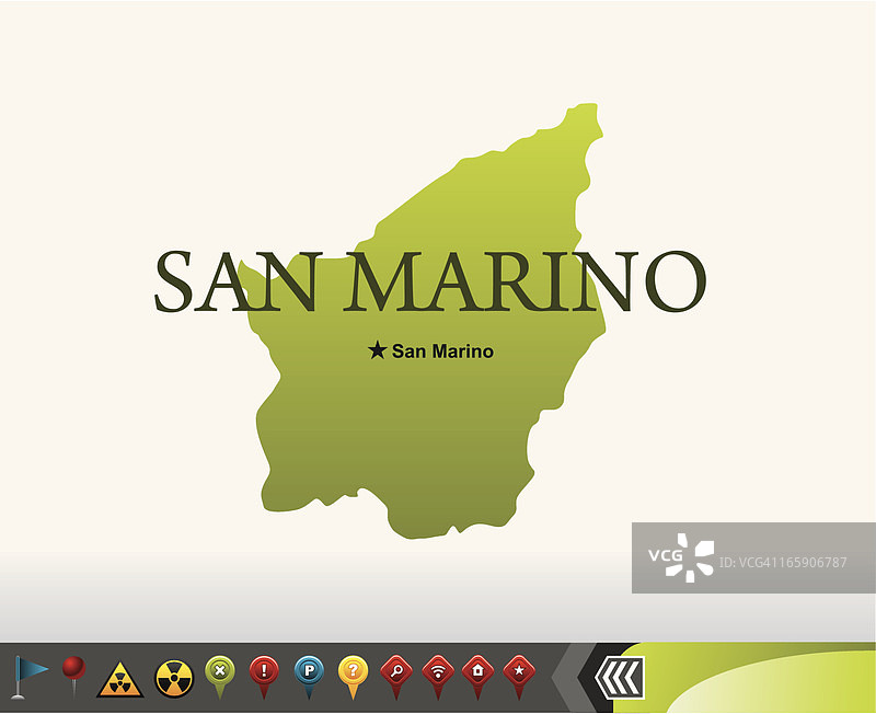 带有导航图标的圣马力诺地图图片素材