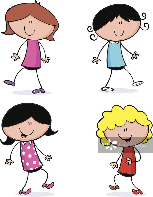 四个女孩图片素材