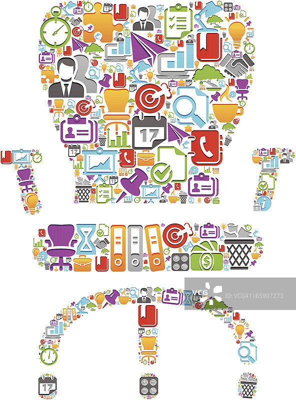 办公用品图标组成的椅子图片素材