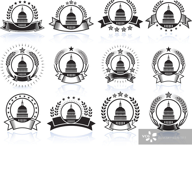 黑白徽章上的国会山图片素材