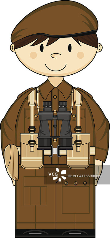 英国陆军士兵与双筒望远镜图片素材