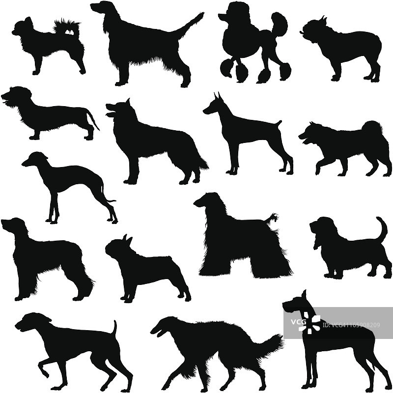 许多狗狗剪影图片素材
