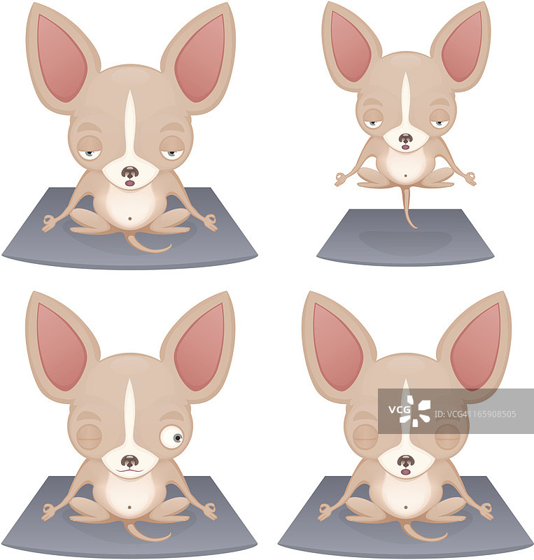 吉娃娃冥想卡通形象图片素材
