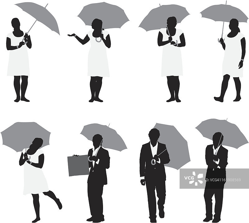 撑伞的人剪影图片素材