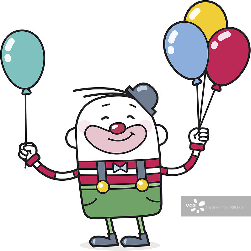 卡通小丑派发气球图片素材