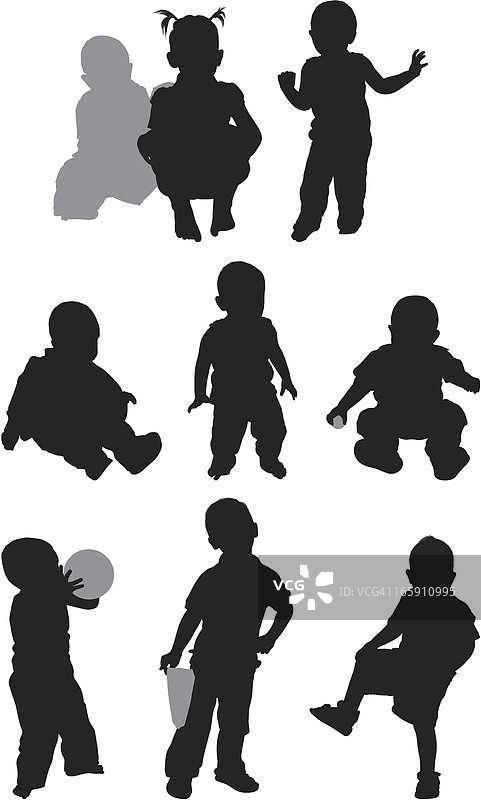 各种姿势的可爱儿童图片素材