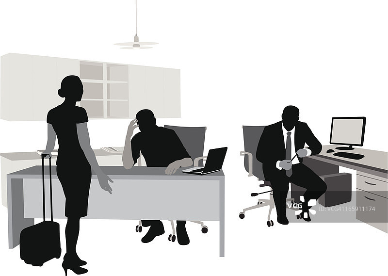 办公室等待矢量剪影图片素材